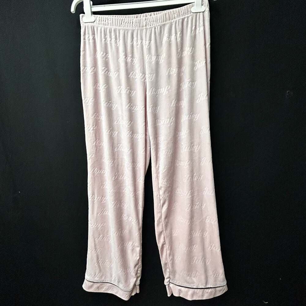 Juicy by Juicy Couture Pink Velour Logo Lounge Pants Size L